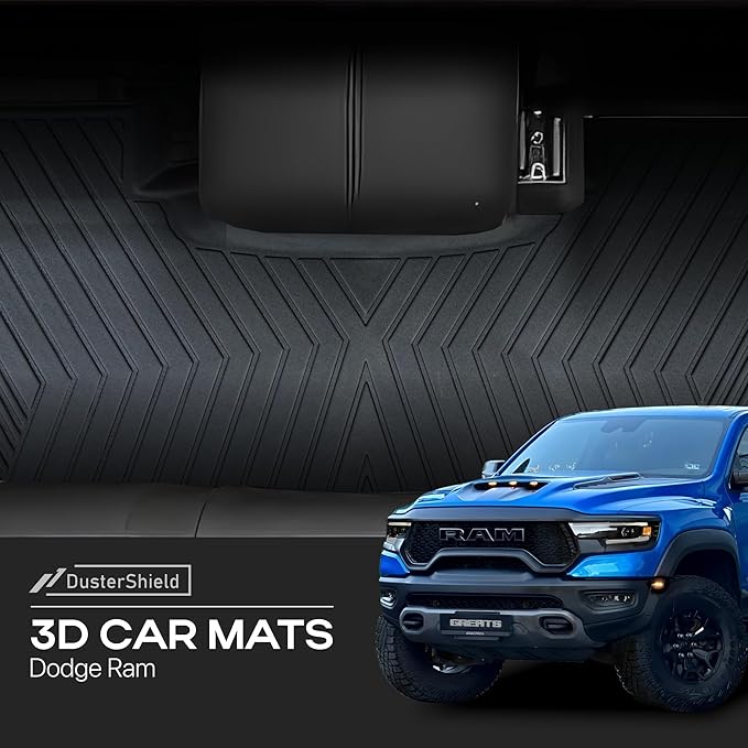 Custom Fit Floor Mats for Dodge Ram 1500 2019–2025 Crew Cab – Heavy Duty 2-Row All-Weather TPE Car Mats Full Set, Waterproof, Odorless, Non-Slip, Easy to Clean, Durable Automotive Floor Liners