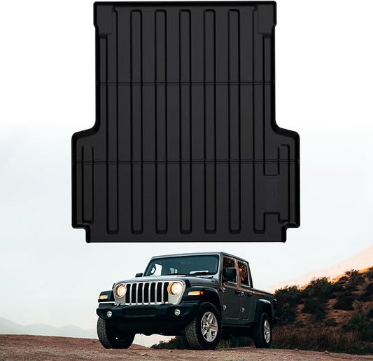 LASFIT 5FT Bed Liner for Jeep Gladiator JT 2025 2024 2023 2022 2021 2020 (60 inches), All Weather TPE Custom Fit Truck Bed Mat Truck Cargo Bed Liner, Black