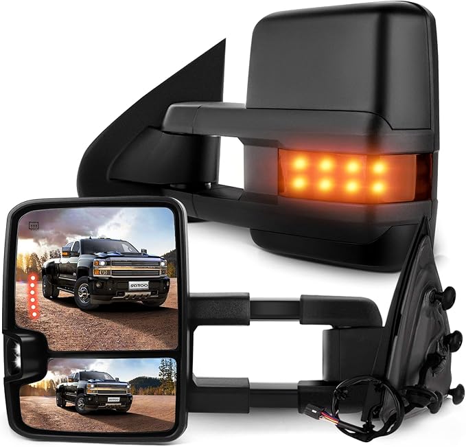 SCITOO Towing Mirrors Rear View Mirrors Fit for 2014-2018 for Chevy Silverado/for GMC Sierra 1500 2015-2018 for Chevy Silverado/for GMC Sierra 2500 HD 3500HD with Power Heated Signal Backup Light
