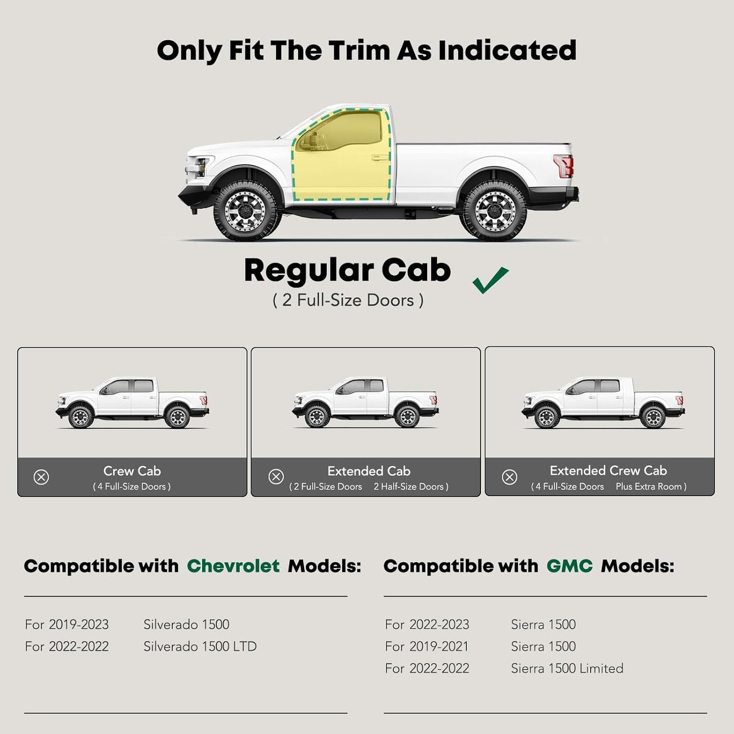 YHTAUTO 3 Inch Running Boards Side Step Bars Fit for 2019-2024 Chevy Silverado & GMC Sierra 1500 - Standard/Regular Cab, Carbon Steel Black Powder 90-Degree Bent End Truck Step Rails