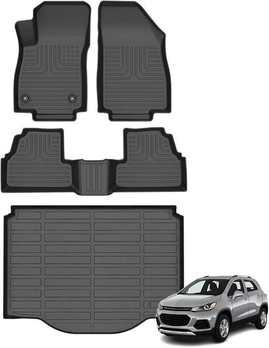 Floor Mats & Cargo Liner for Chevy Trax 2014-2023 / Buick Encore 2013-2023(Not Encore GX) All Weather Automotive TPE Set Anti-Slip Waterproof Floor Liners Accessories Black
