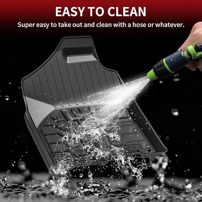 LASFIT Floor Mats 2013-2018 for Dodge Ram 1500/2500/3500 Crew Cab, 2019-2024 for Dodge Ram 1500 Classic Crew Cab 4 Full Size Doors All Weather TPE Custom Fit Car Mats Floor Liners 1st & 2nd Row, Black