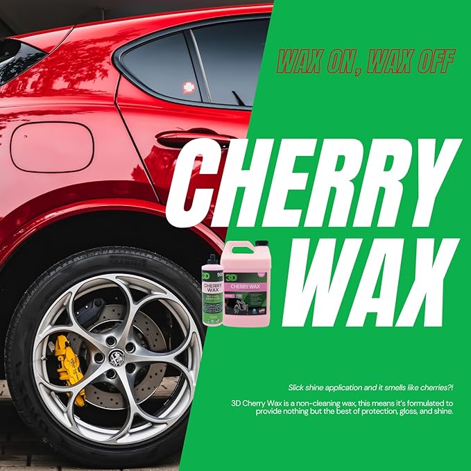 3D Cherry Wax – Liquid Carnauba Show Car Wax with Synthetic Polymers | Deep Gloss Finish | Easy Wipe-Off | Slick Shine | Fast Application | Made in USA | 1 Gallon