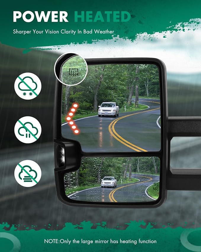 SCITOO Towing Mirrors Compatible with 2003 2004 2005 2006 For Chevy Silverado Pickup All Models For GMC Yukon Yukon Xl Yukon Denali A Pair tow mirror Power Adjusted,Heated,Turn Signal Light