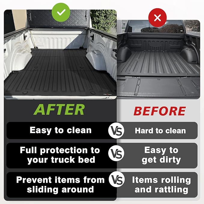 TripleAliners Truck Bed Mat Compatible with 2015-2024 2025 Ford F150 Accessories (6.5ft, 78.9in) Vehicle Perfectly Flush All Weather Protection TPE Heavy Duty Pickup Car Bed Cargo Mat