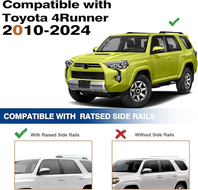 Lockable Roof Rack Cross Bars 220lbs Compatible with Toyota 4Runner 2010-2024 with Side ROOF Rails, Heavy Duty Aluminum Roof Rails Crossbars Cargo Canoe Black Rooftop Cargo.