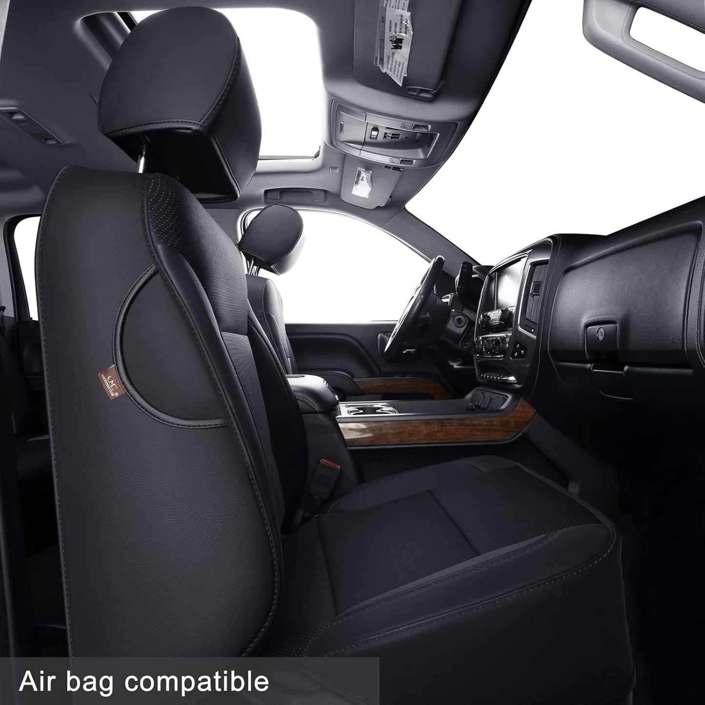 LUCKYMAN CLUB Custom Fit Seat Covers for 2014-2018 Chevy Silverado Sierra 1500 Extended Cab, 2015-2019 Silverado Sierra 2500 3500 Extended Cab (Black)