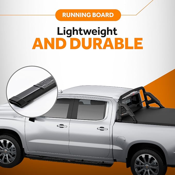 KEKO Running Board Compatible with Silverado & Sierra - Double Cab 2019-2025 - Truck Side Steps, Nerf Bars - Anti-Slip Stepping Plates, Easy Install, Truck Accessories - 6005 T6 Aluminum & Alloy Steel