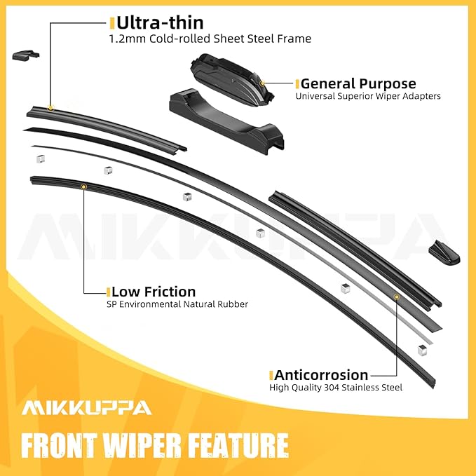 MIKKUPPA 28"+20" Windshield Wipers Blades Replacement for 2011-2016 Toyota Sienna, U/J Hook All Season Wiper Blades(Pack of 2)