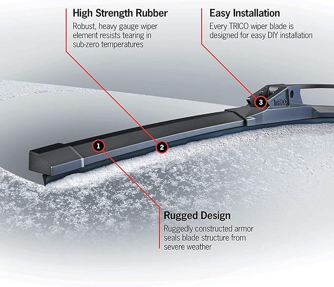 TRICO White 15" + 15" Extreme Weather Premium Winter Automotive Replacement Windshield Wiper Blades (Set of 2), Passenger and Driver Side All-Weather Beam Wiper Blades with Ice Scraper