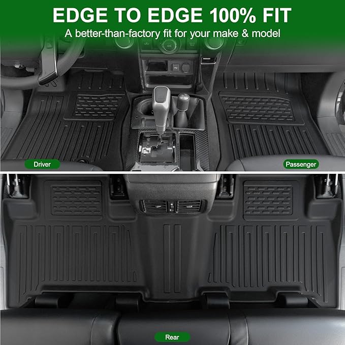 Floor Mats Fit for Toyota 4Runner 2013-2024 (5 Seats & 7 Seats), TPE All Weather Protection Floor Liners Including Front & 2nd Row & Door Sill Guards for 4 Runner Car Mat Accessories