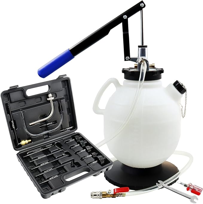 JoyFans 7.5 Liter Manual Transmission Fluid Pump, ATF Refill Fill System Dispenser Kit, Portable Automatic Oil Transfer Change Filling Tool with 15PCS ATF Adapters on Most Vehicles Cars