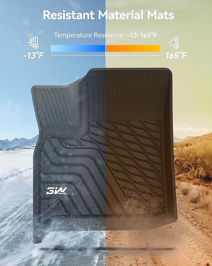 3W Floor Mats Custom Fit for Chevrolet Traverse 2018-2023, TPE All Weather Chevy Traverse Floor Liner 1st and 2nd Row Full Set Car Mats Accessories (ONLY for Bucket Seat 2-Row)