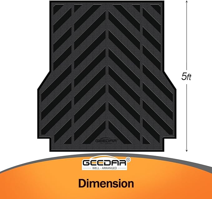 GEEDAR Rubber Bed Mat Compatible with 2005-2023 Toyota Tacoma 5Ft Heavy Duty Truck Bed Mat for Toyota Tacoma 5ft Truck Bed Liner, Heavy Duty Pickup Bed Accessories Cargo Mat