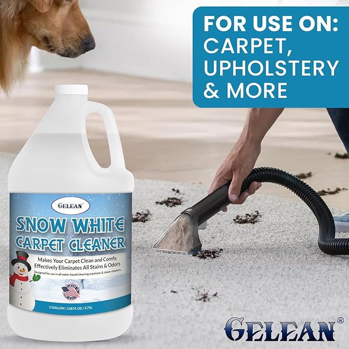 SNOW WHITE Carpet Cleaner Rug Extracting Shampoo, MADE IN USA, Carpet Cleaner Solution and Machine Use, Removes Even The Toughest Stains and odors, Rug Car Upholstery and Carpets, 1 Gallon