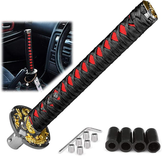 EZAUTOWRAP 26cm Black Red Shift Knob Samurai Sword Alloy Katana with Adapter Universal