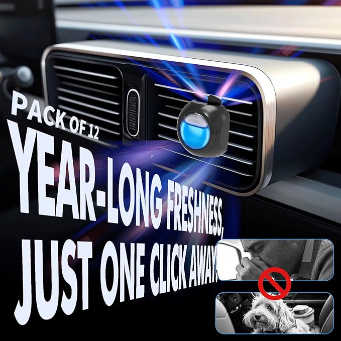 Car Air Freshener Vent Clips, 12 Pack, 6 Ocean, 6 Hawaiian, Provides Long-Lasting Scent, Up to 360 Days, Car Fresheners