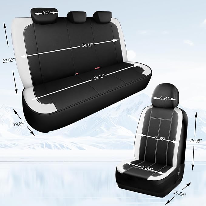 Seat Covers Neoprene Waterproof, Premium Cloth Car seat Covers Full Set,Composite EVA, Airbag Compatible,Universal Fit Automotive Seat Covers for Most Cars,Trucks,SUVs(Black White 816)