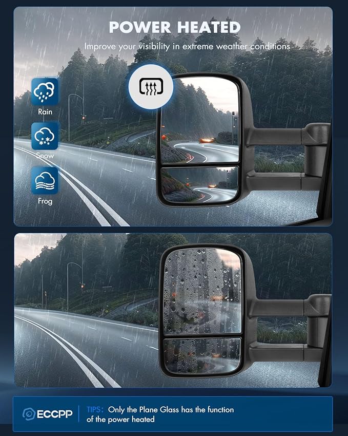 ECCPP Towing Mirrors Replacement fit for 2007-2013 for Chevy for GMC for Silverado for Sierra (Just 07 New-Body Style) Power Heated Side Pair Mirrors