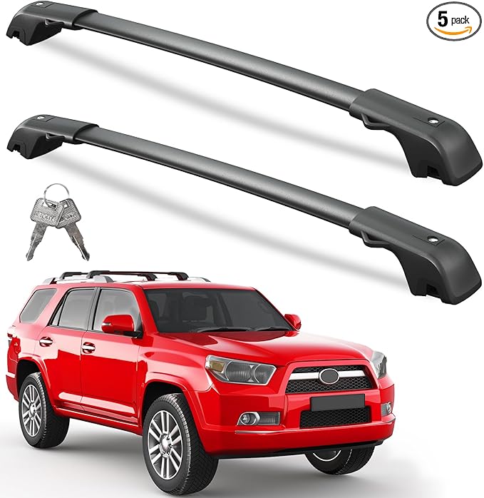 Lockable Roof Rack Cross Bars 220lbs Compatible with Toyota 4Runner 2010-2024 with Side ROOF Rails, Heavy Duty Aluminum Roof Rails Crossbars Cargo Canoe Black Rooftop Cargo.