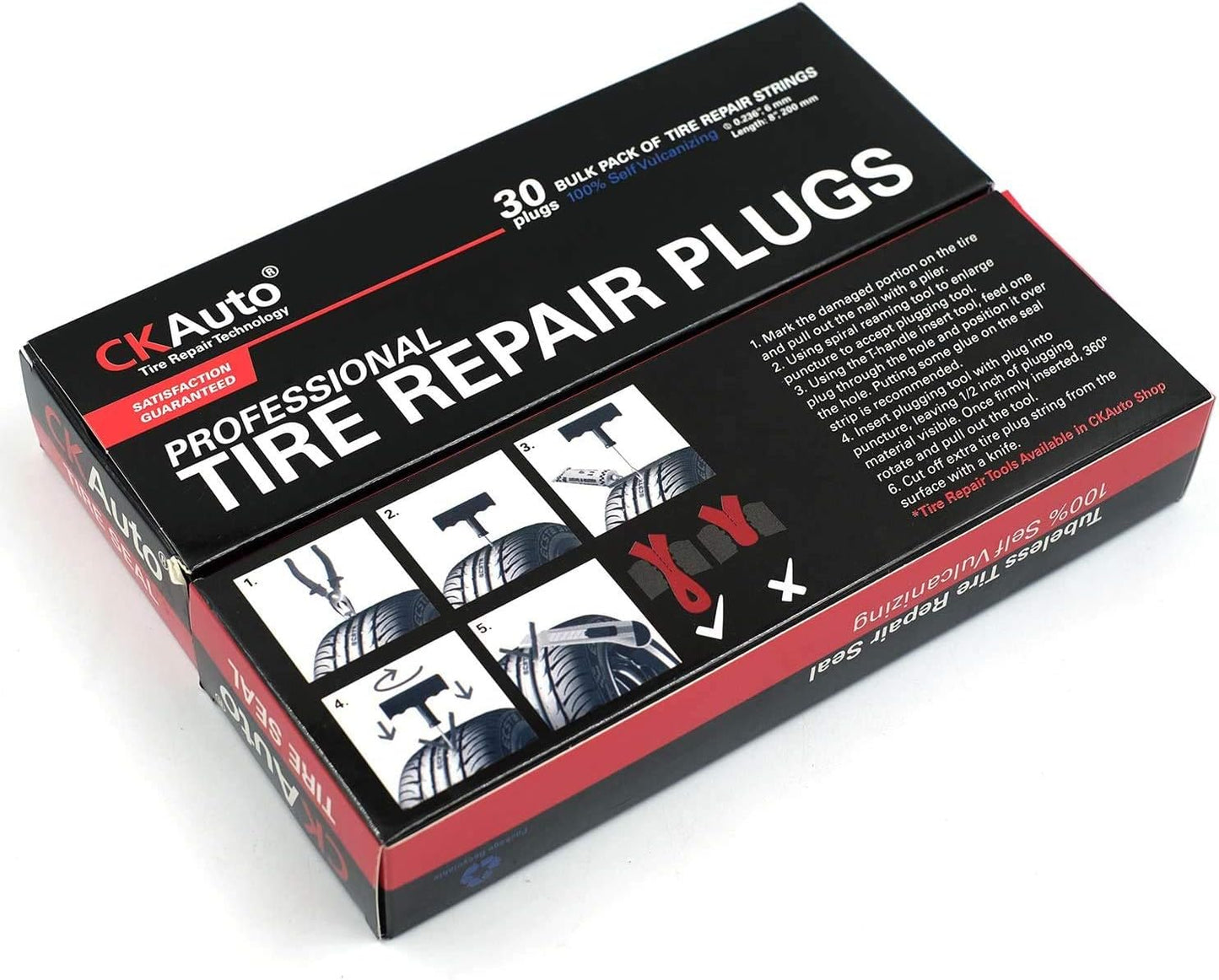 CKAuto 30pcs 8" Brown Tire Repair Strings, Automotive Tool Tire Repair Plugs for Tubeless Off-Road Tires Car, Bike, ATV, UTV, Wheelbarrow, Mower