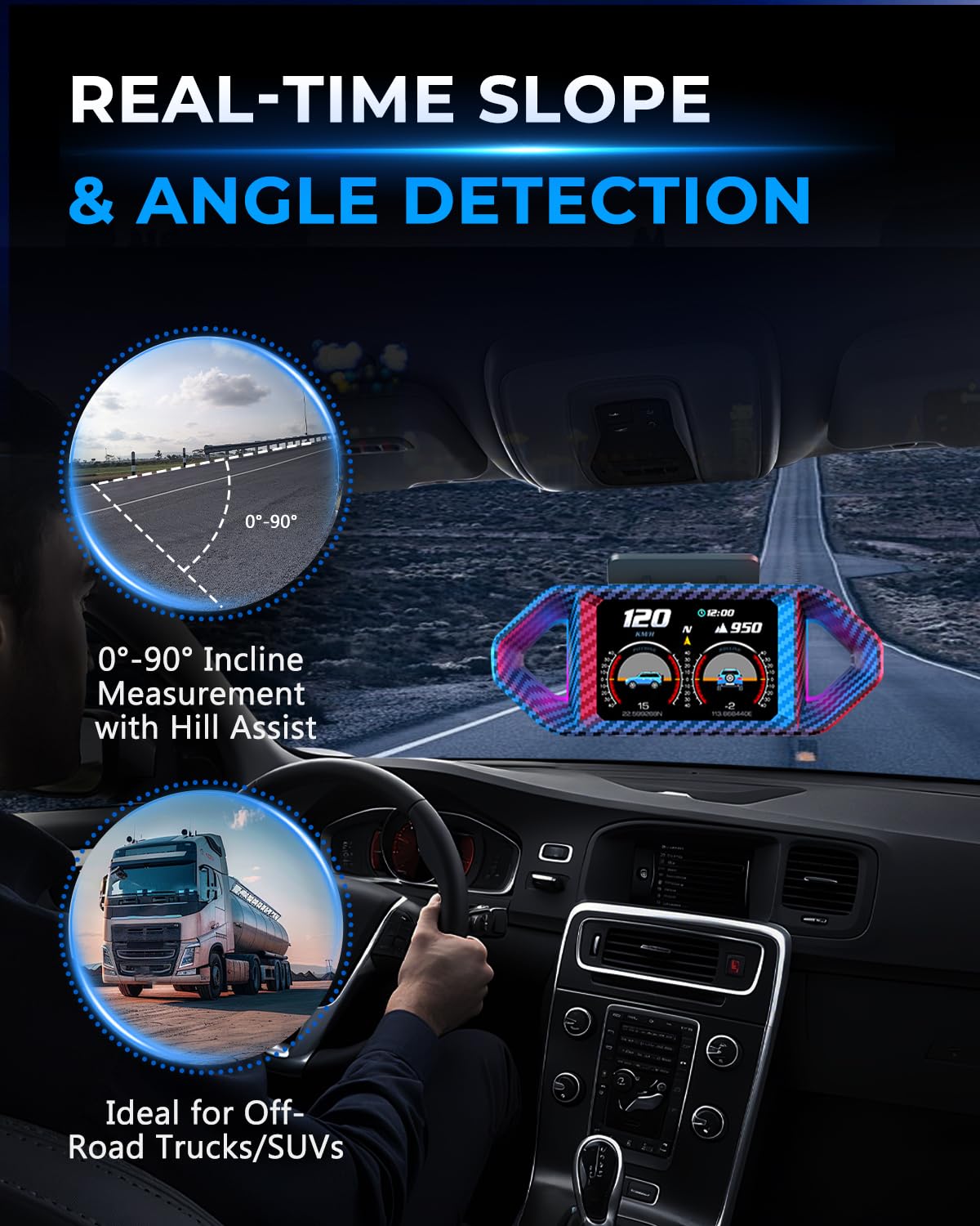 OBD2 HUD Head Up Display, Digital Speedometer Gauge for Car Truck SUV, Real-Time Speed/RPM/Fuel Economy Monitor, Plug & Play OBDII GPS HUD with RGB Light