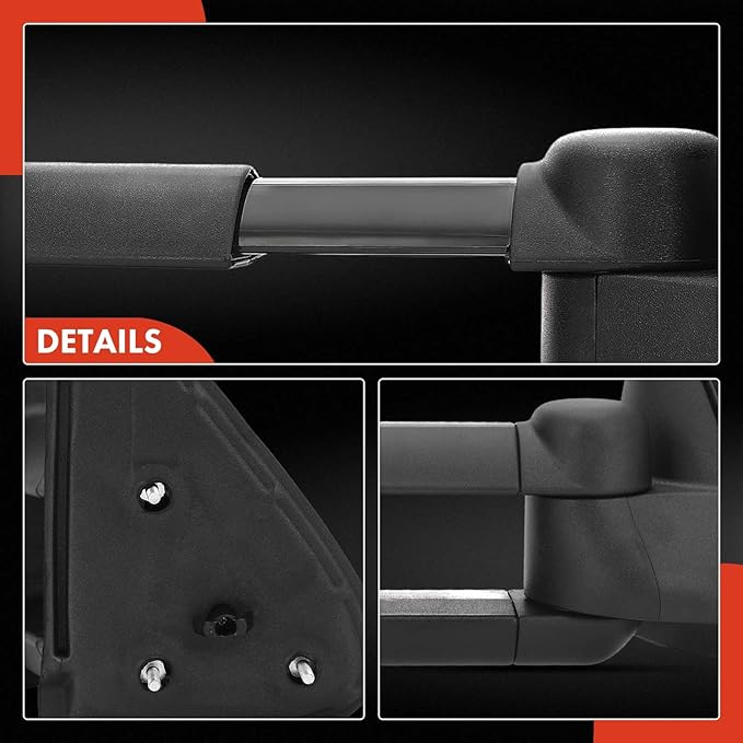 A-Premium Pair (2) Towing Mirrors Compatible with Chevy Silverado, Tahoe, Suburban, Avalanche & GMC Sierra 1500 2500 3500 HD, Yukon XL - 1999-2007 - Non-Heated Manual Glass Adjust Telescoping Folding