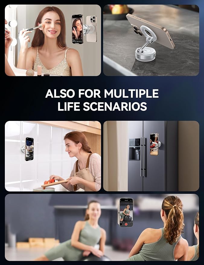 JOYROOM Magsafe Car Mount, Vacuum Car Phone Mount with Strong Magnetic, 360° Metal Strut Suction Cup Phone Mount for iPhone 17 Pro Max/16 15 14 13 12 Series& Android Magsafe Case, White