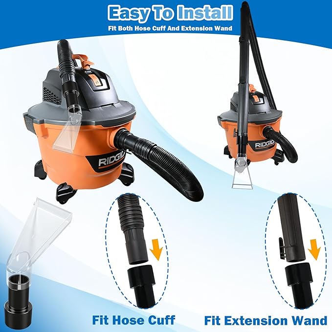 Happy Tree Universal Fits All Brands' Shop Vacs with 2-1/2" & 1-7/8" & 1-1/4" Adapter Clear Extraction Accessory for Auto Detailing, Shop Vac Extractor Attachment Kit for Wet-dry Vacuum Cleaners