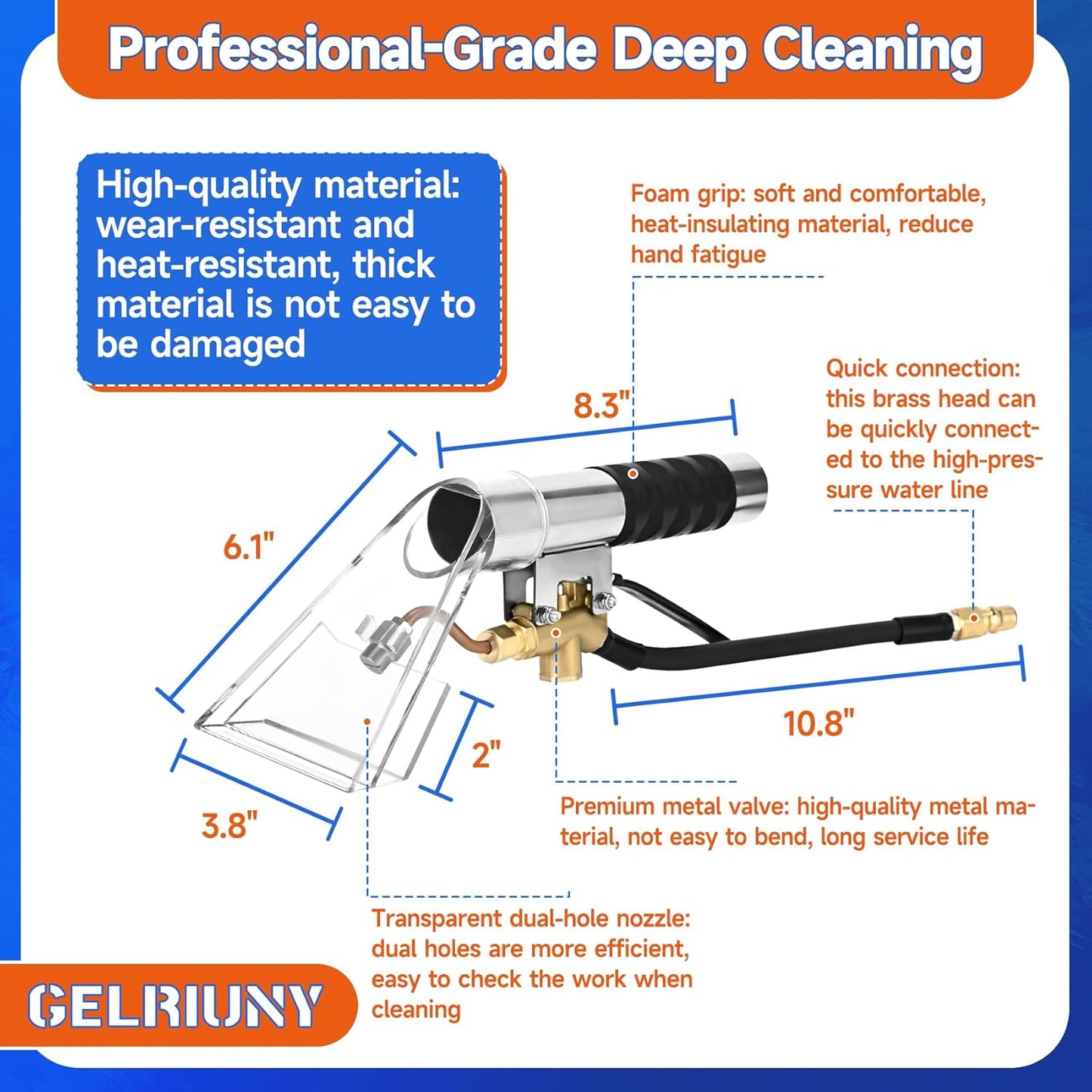 Upgraded Vacuum Cleaner Extractor Kit Compatible with Shop Vac, 50 FT Waterline, Carpet and Upholstery Cleaning Extractor Hose Kit with Hose and Adapter for Home and Car Cleaning, 10 FT Vacuum Hose