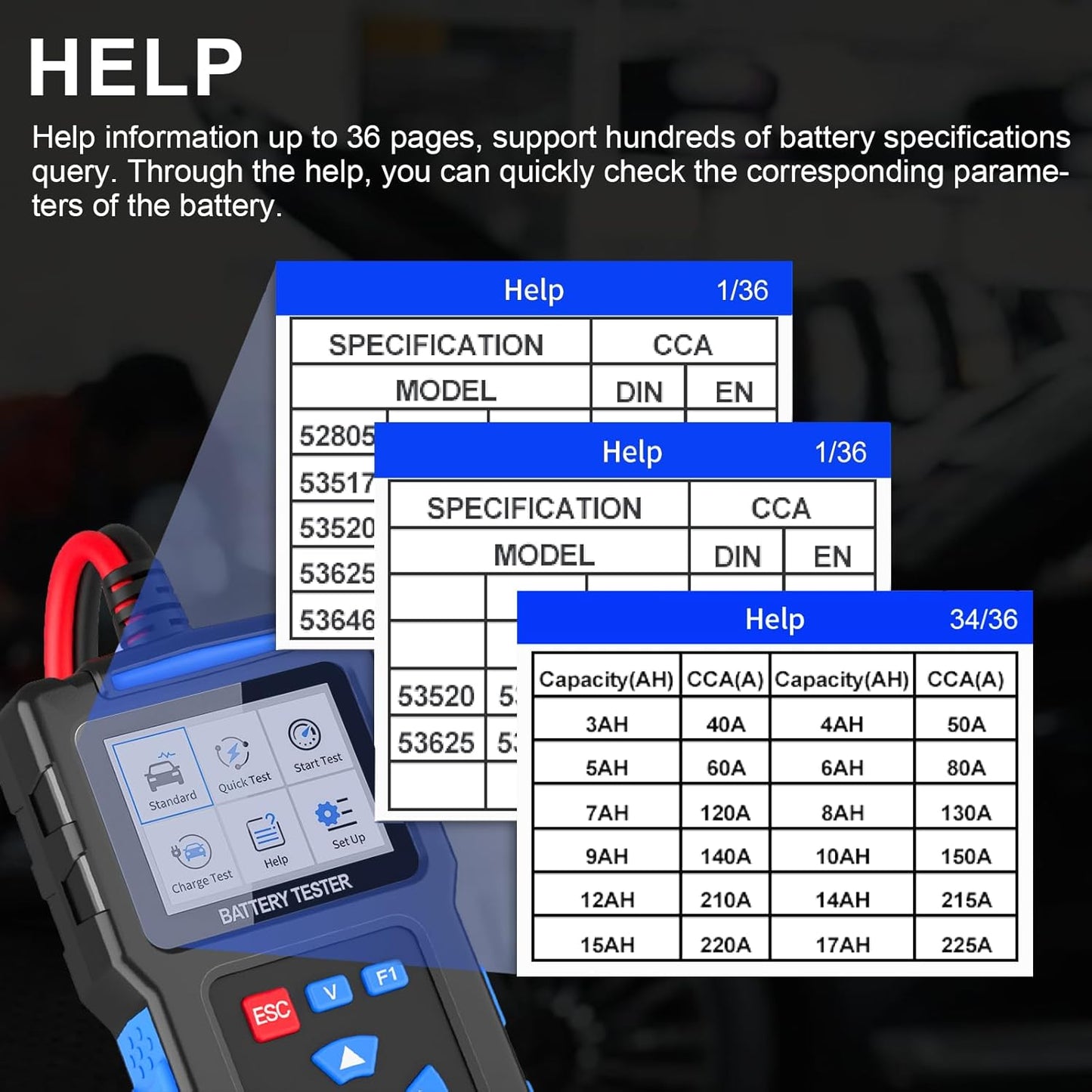 Car Battery Tester 12V 24V, Topdiag BT300 Auto Battery Load Tester, 20-2000 CCA, Automotive Alternator Tester, Charging Cranking System Battery Analyzer for Car Truck Motorcycle