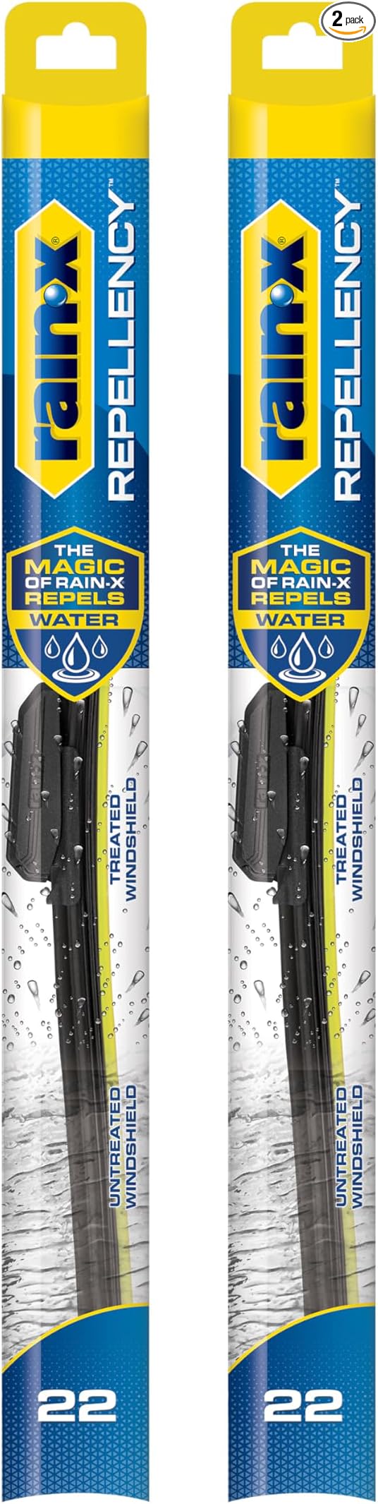 Rain-X 810363 Repellency Water Repellent Wiper Blades, 22" Windshield Wipers (Pack of 2) New & Improved Version of Latitude [Amazon Exclusive]