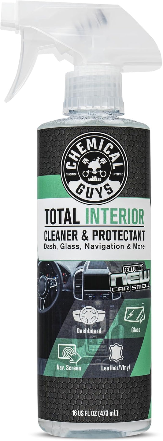 Chemical Guys Total Interior Cleaner and Protectant - New Car Scent, Cleans and Protects Leather, Vinyl, Plastic, Rubber, and Glass, Safe for Cars, Trucks, SUVs, Jeeps, RVs, and More - 16 oz