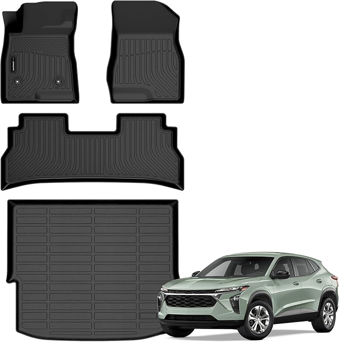 Auxko All Weather Floor Mats Cargo Mat Fit for 2026 2025 2024 Chevrolet Chevy Trax & Buick Envista TPE Floor Liner Trunk Mat Trax Accessories All Season Odorless Anti-Slip Black