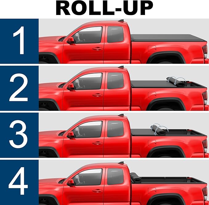 MOSTPLUS Roll-Up Soft Vinyl Truck Bed Tonneau Cover Compatible with 2016-2023 Toyota Tacoma Extra Short Model On Top Fleetside Cargo Bed 5 FT