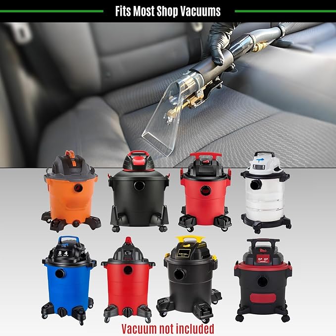 Hi Detail Shop Vac Extractor Kit with Wand and Hose, Adapter Converts Vacuum to carpet & upholstery Extractor for auto detailing & home