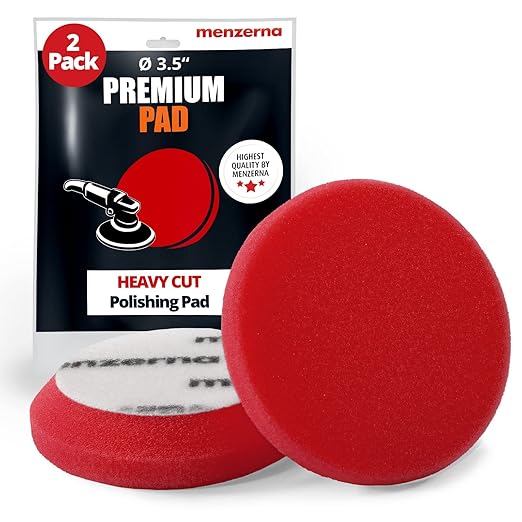 menzerna 3.5 Inch 2X Premium Polishing Pads Heavy Cut for Scratch Repair I Body Repair and Detailing Pads with Safety Edge & Velcro Attachment I Washable & Long Lasting