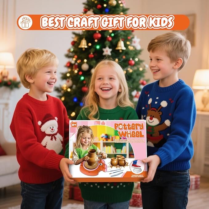 Insnug Pottery Wheel for Kids - Arts and Crafts for Kids Ages 8-12,Kid Pottery Wheel Kit Toys with Modeling Clay Sculpting Tools for Girls Boy Birthday Gift for 6 7 8 9 10 11 12+