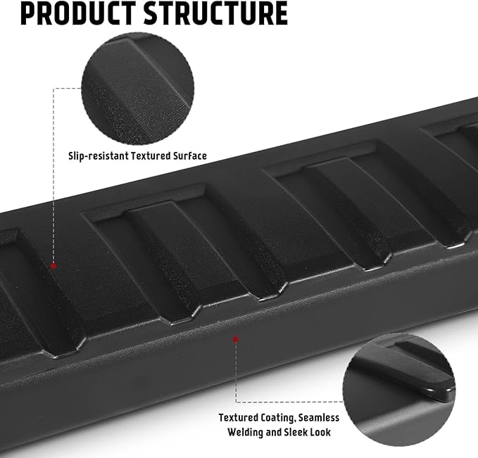 PZ 6" Crew Cab Running Boards for 2019-2025 Chevy Silverado/GMC Sierra 1500, 2020-2025 2500HD 3500HD Black Aluminum Alloy Side Steps Rails Nerf Bars