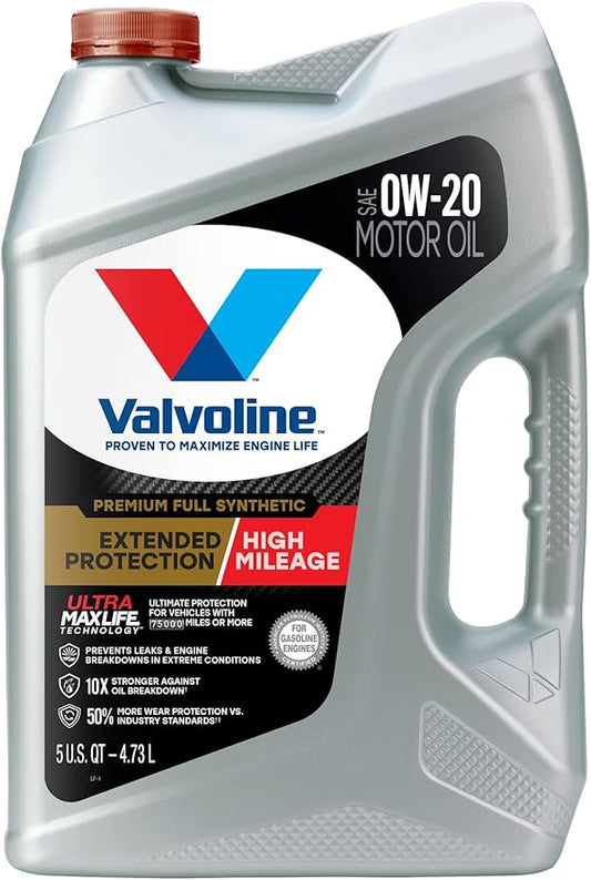 Valvoline Extended Protection High Mileage with Ultra MaxLife Technology 0W-20 Full Synthetic Motor Oil 5 Quart