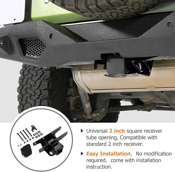 WeiSen 2" Rear Trailer Hitch Receiver Class 3 Towing Hitch & 4-Pin Trailer Wiring Harness Compatible with Jeep Wrangler JL/JLU 2018-2025 (Not Fit JK 2018 Models)