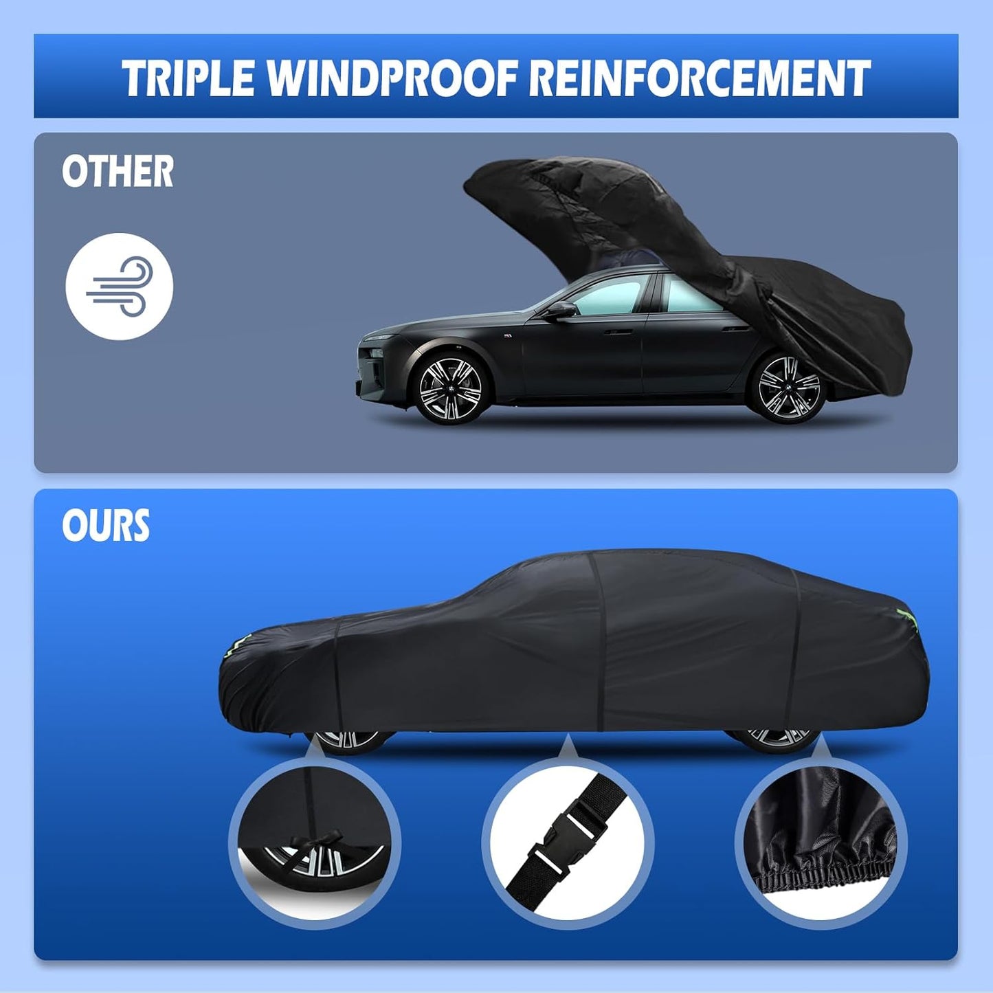 Migaven 6 Layers Car Cover Custom Fit for Toyota Corolla 2000-2023, Honda Civic 1991-2023, Waterproof Full Exterior Cover Rain Sun Protection with Door Zipper