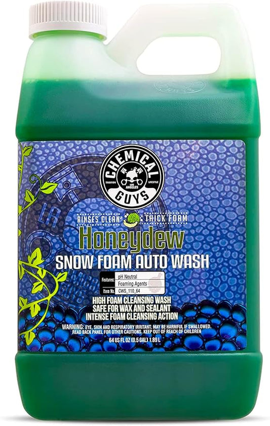 Chemical Guys Honeydew Snow Foam Car Wash Soap - Works with Foam Cannons or Bucket Washes for Cars, Trucks, Motorcycles, RVs, and More, Super Suds, Honeydew Scent - 64 oz (Half Gallon)
