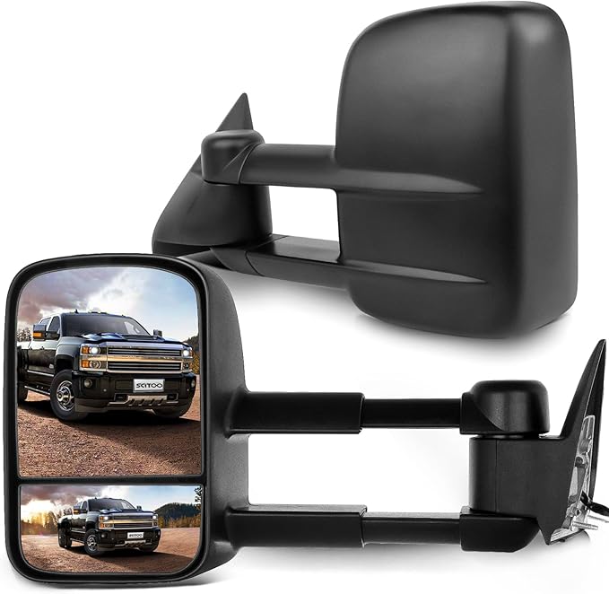 SCITOO Tow Mirrors Compatible with 1988-1998 for Chevy for Silverado for GMC for Sierra 1500 2500 3500 Truck Black Towing Mirrors with Power Left Right Side