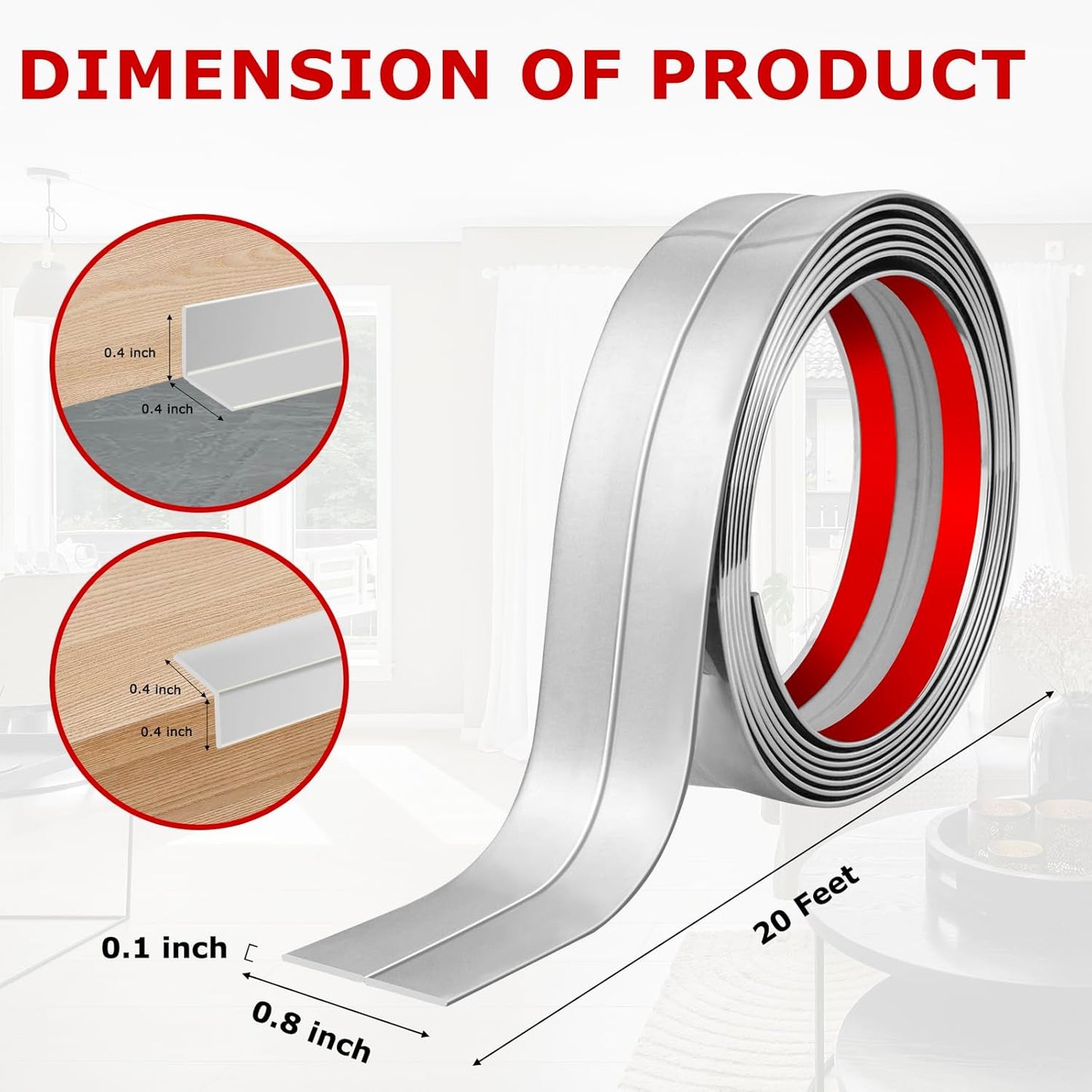 Flexible Wall Corner Protector Moulding Trim Peel and Stick Wall Corner Guards Edge Protector Self Adhesive Molding Trim Strip for Edge Ceiling (Silver, 0.8 in x 20 Ft)