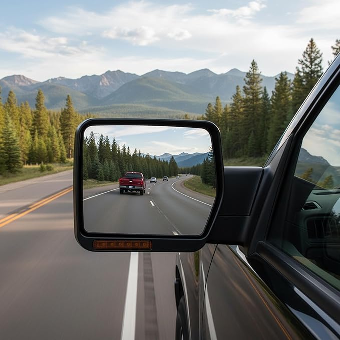 DWVO Left Driver Side Mirror Compatible with 2007 2008 2009 2010 2011 2012 2013 2014 Ford F150, Door Mirror with Power Heated Manual Folding, Turn Signal Towing Mirrors