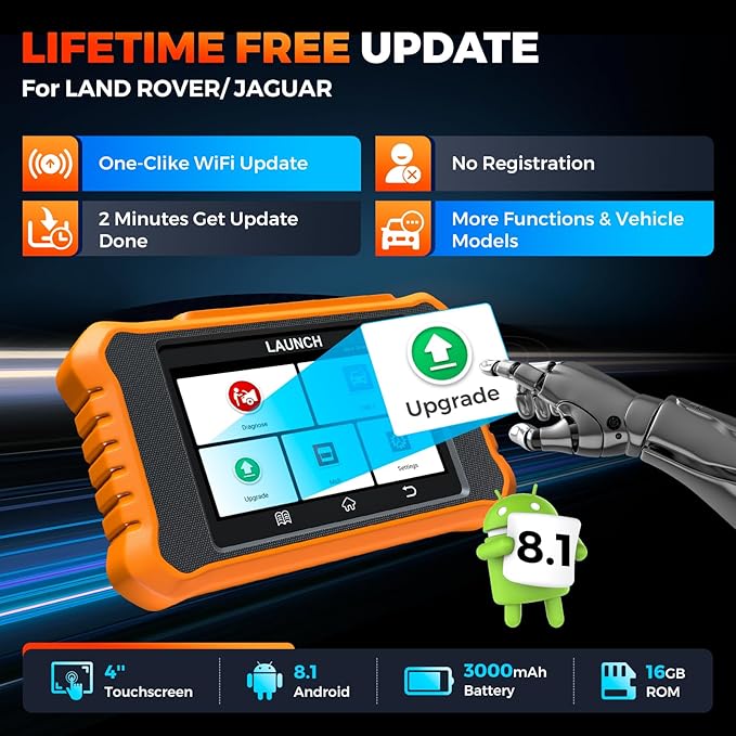 LAUNCH Creader Elite V2.0 for Land Rover Jaguar OBD2 Scanner, Bi-Directional Full Systems Diagnostic Scan Tool, All Reset Services, Active Test, Battery Reset, Height Calibration, Lifetime Free Update