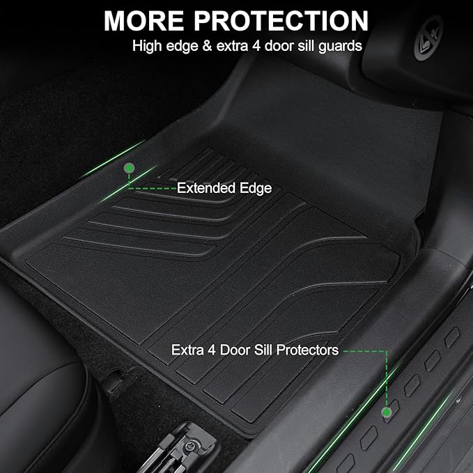 Floor Mats for 2018-2024 Toyota Camry FWD Only (Not Fit Hybrid or AWD), Rubber All Weather Protection Interior Floor Liners Door Sill Guards for Toyota Camry L/LE/SE/TRD/XLE/XSE Accessories