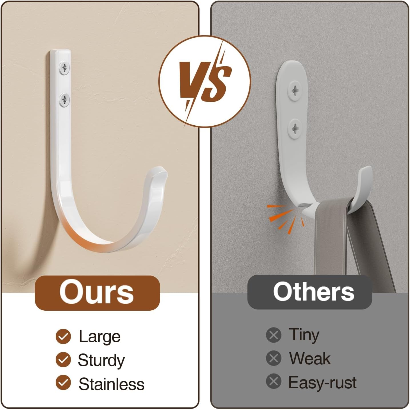 Wall Hooks for Hanging Towel/Coat - 22LB Screw in Metal Hanger Wall Mount, for Outdoor, Closet, Door, Bathrooms, for Backpack, Robe, White 20 Pack