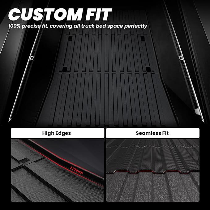 LASFIT Truck Bed Mat for Tesla Cybertruck 2024 2025 2023 6FT Bed Liner Car Accessories, Custom Fit TPE All Weather Pickup Cargo Liner Frunk Rear Sub Trunk Mat Set 3PCS